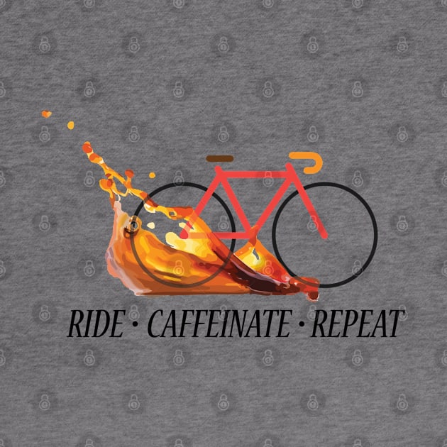 Ride Caffeinate Repeat Vector Cycling Design - white background by Theokotos